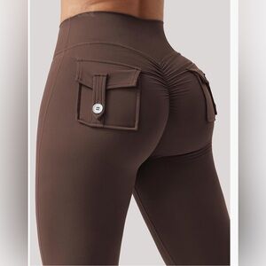 Chic Brown Utility Leggings with Pockets